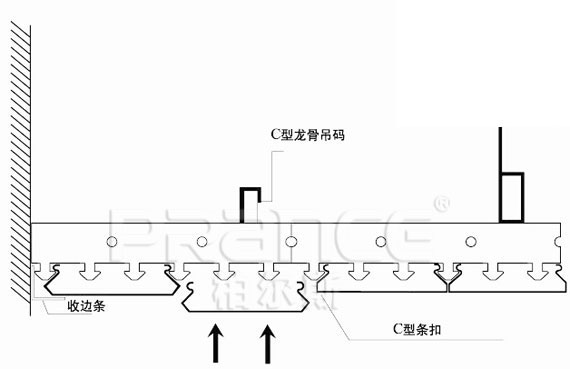 C型条扣天花产品安装示意图